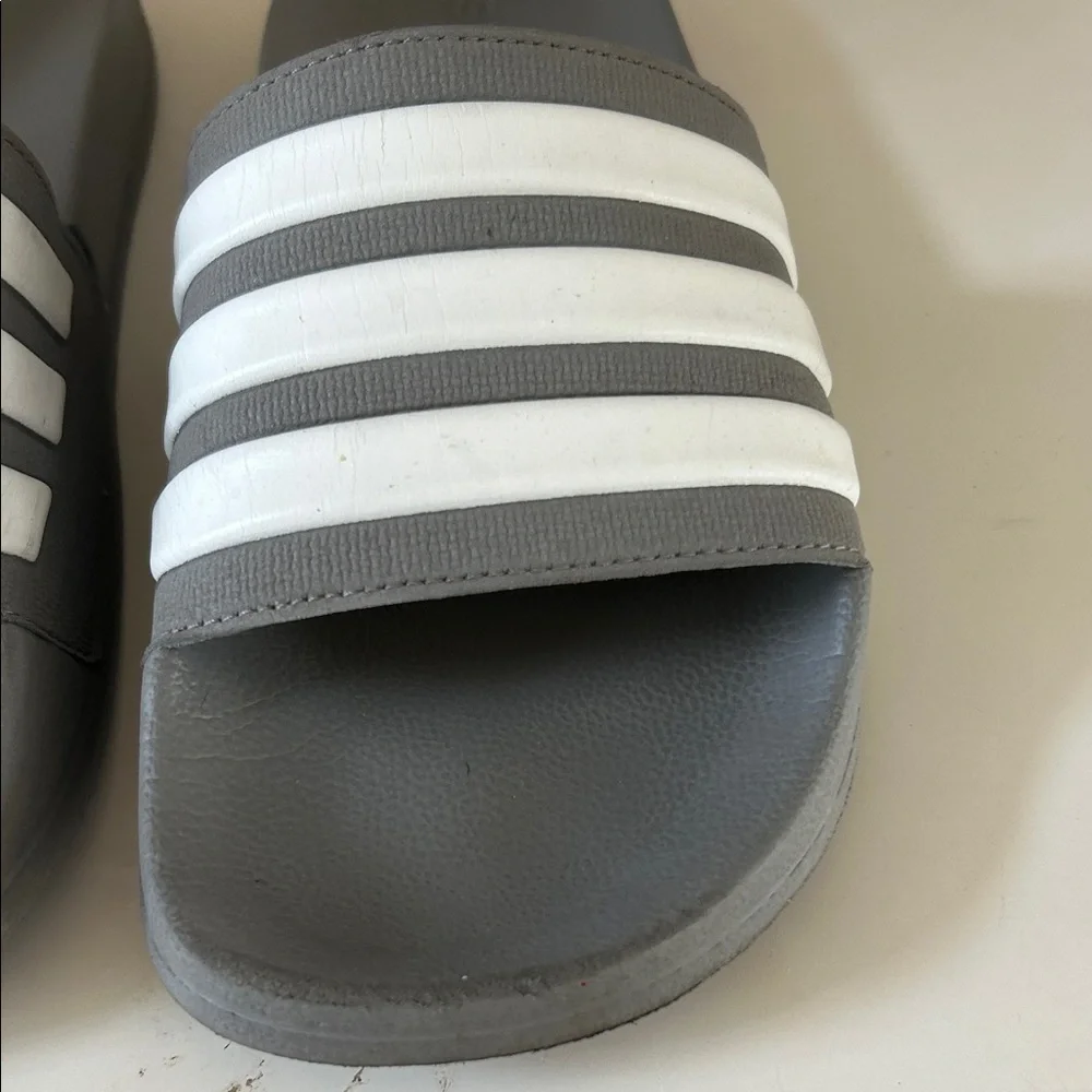 adidas Gray and White Slide Sandals